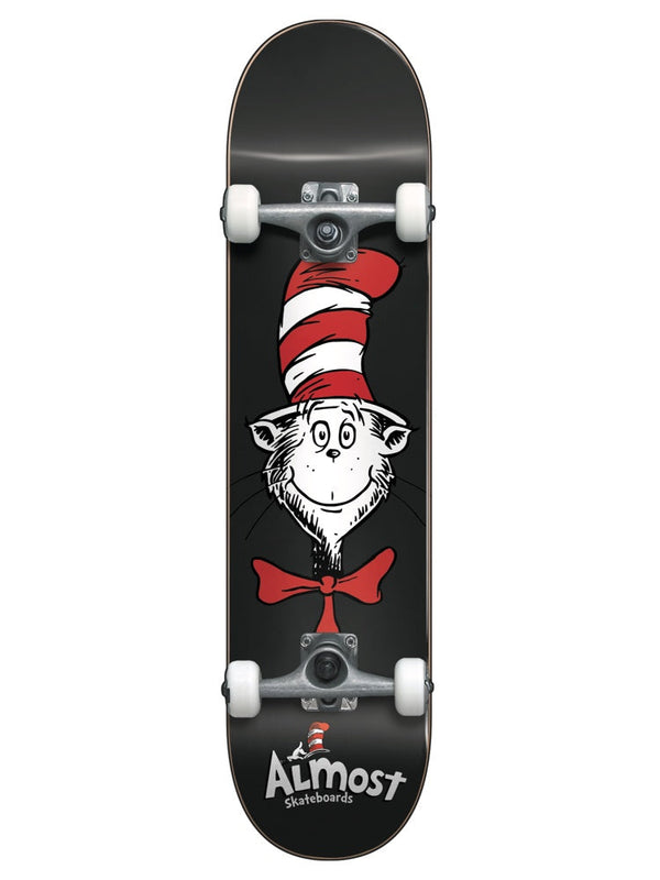 Cat In The Hat Face 7.875" Black First Push Complete Skateboard